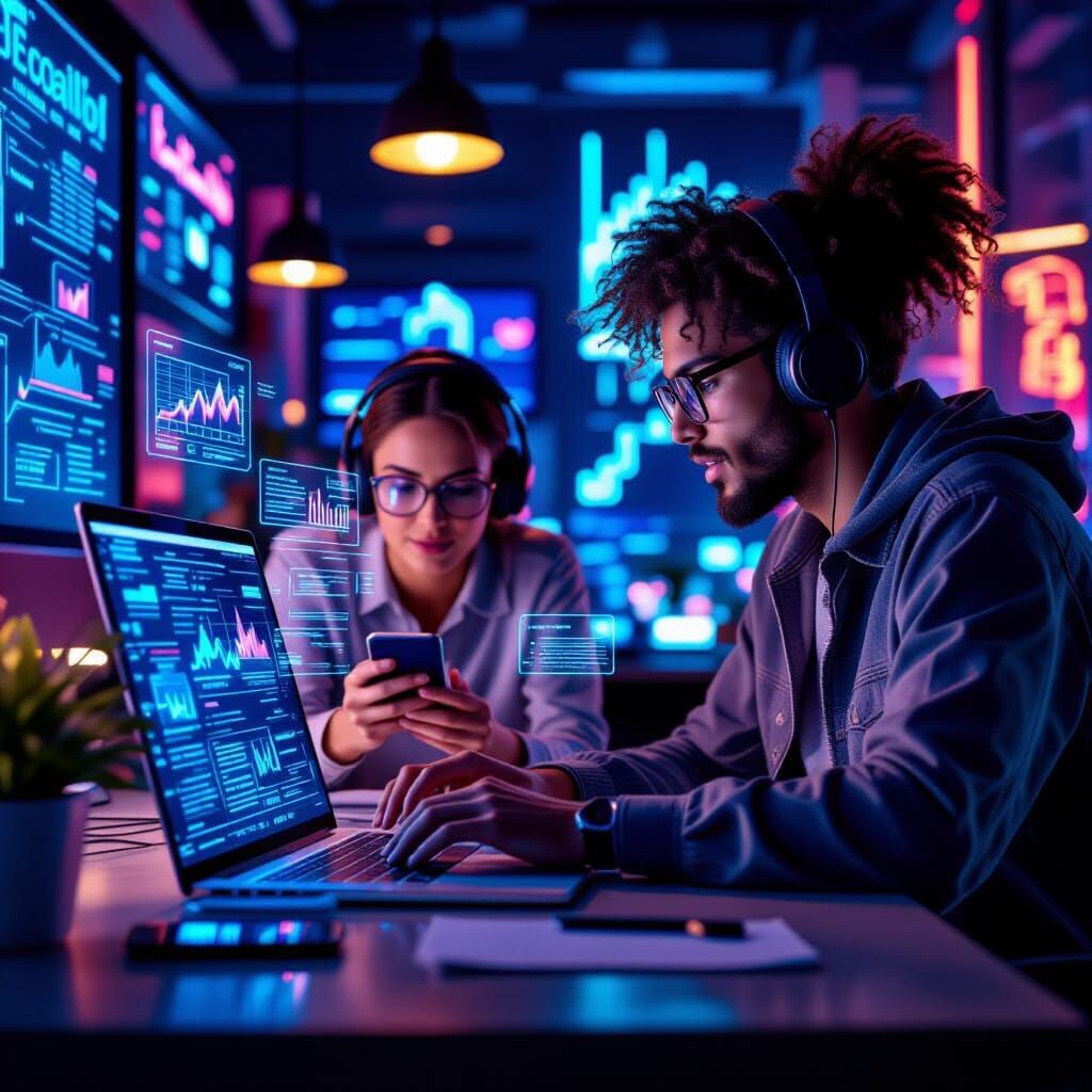 AI Art: Person Compares Insurance Quotes Online With Ease