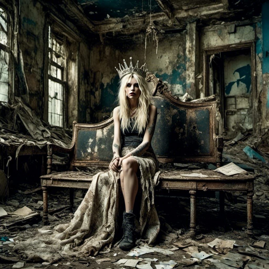 Grunge Prom Queen in Abandoned Hotel