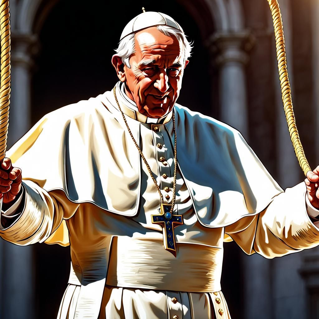 Pope Jumping Rope in Rococo Style