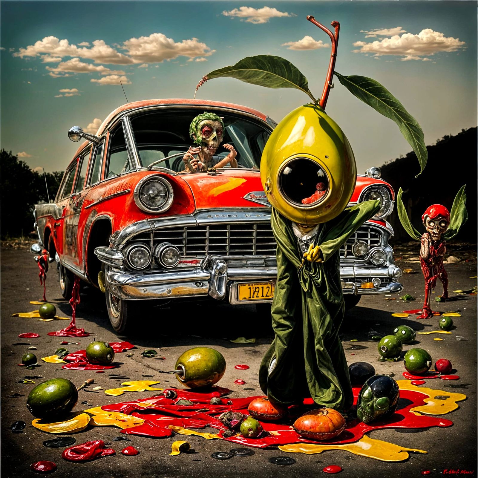 Anthropomorphic Olive's Fate with Zombie Driver