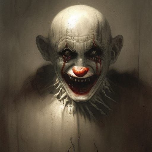Horror Clown in the Style of Gustave Doré