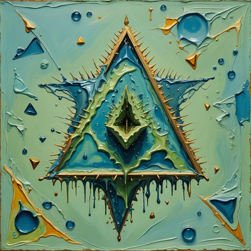 Surreal Green Triangle Merging into Blue Square