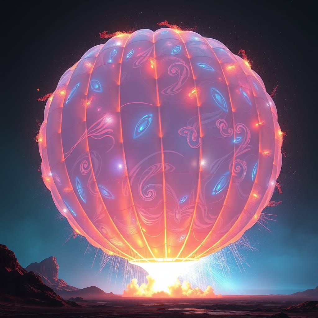 Glowing Airbag Explosion in Sci-Fi Style