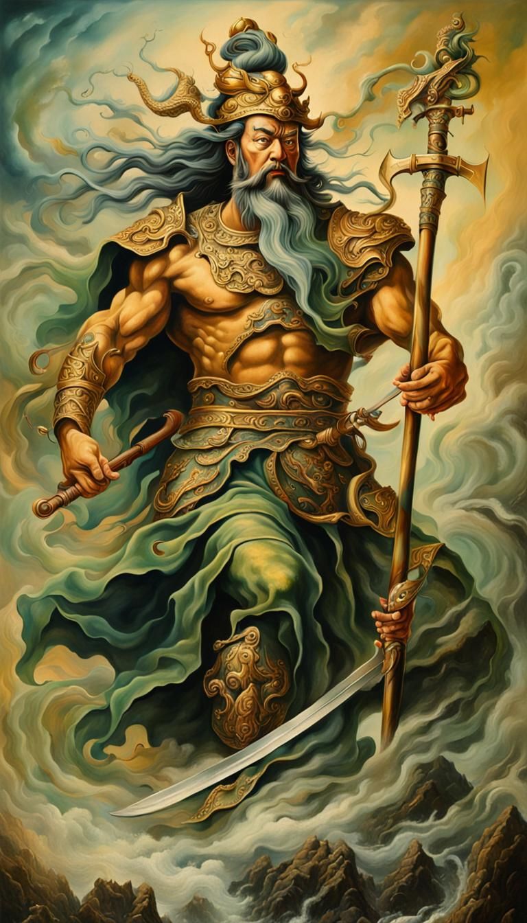 Guan Yu Tattoo Design in Surrealist Style