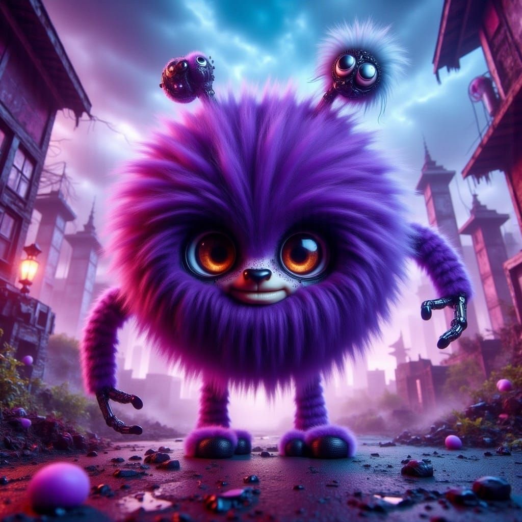 CyberGothica Creature in a Whimsical Candyland Scene