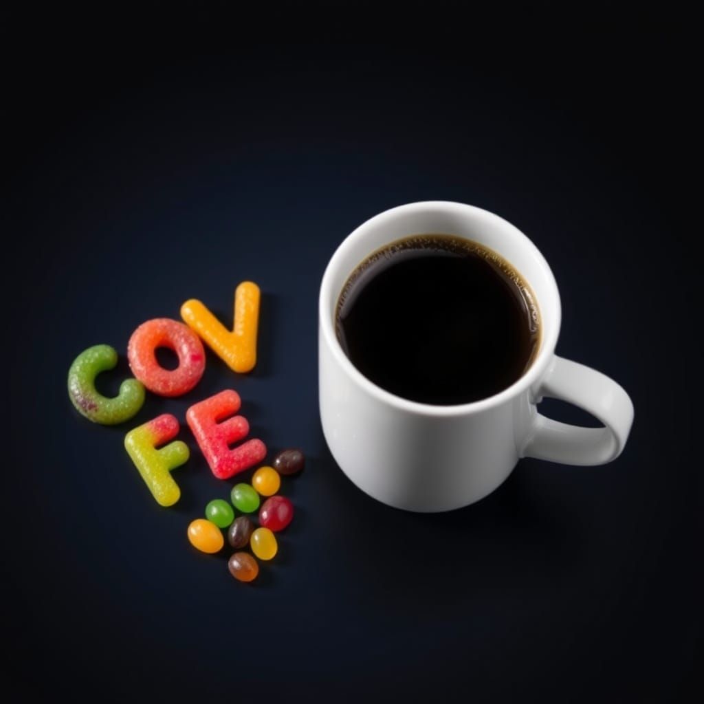 Colorful Jelly Candy and Coffee Still Life
