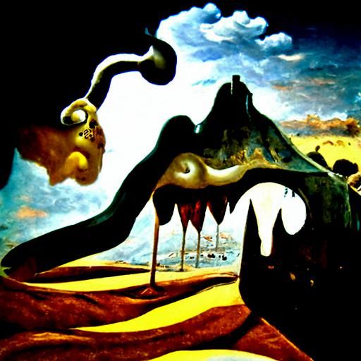 Monsters Eating the World: Surreal Oil Painting