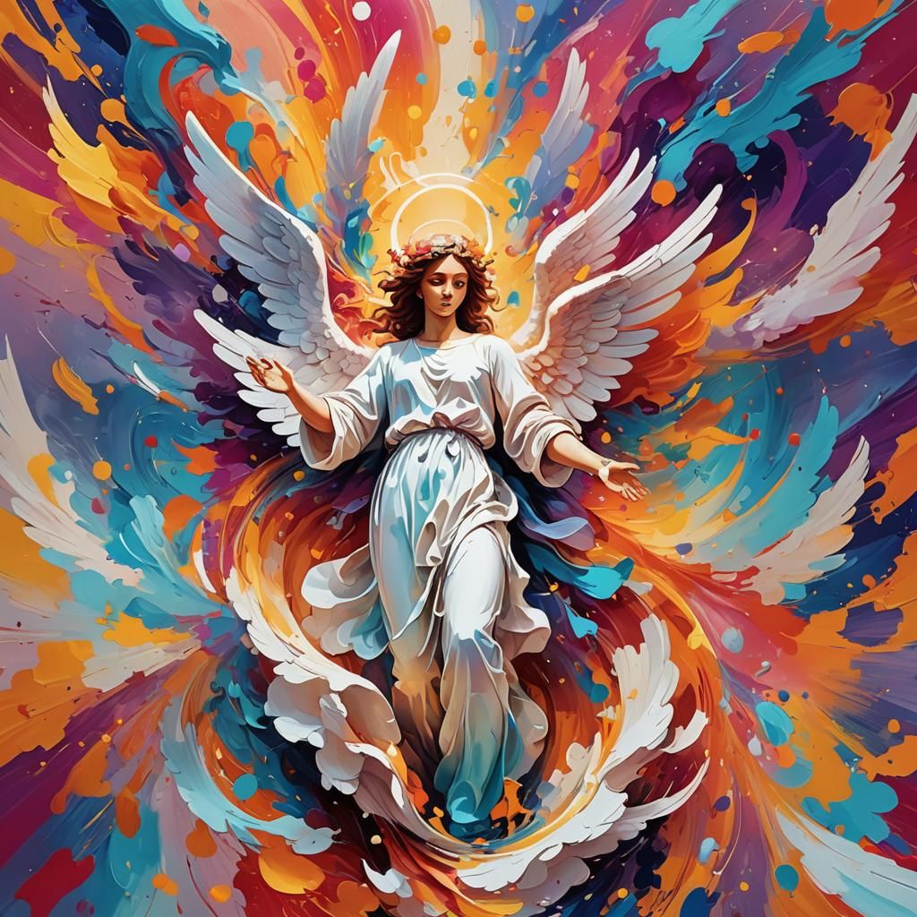 Abstract Angel Image with Vibrant Colors and Gradients
