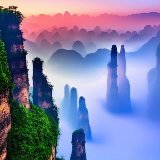 Zhangjiajie Park: Hyperrealistic Photoillustration