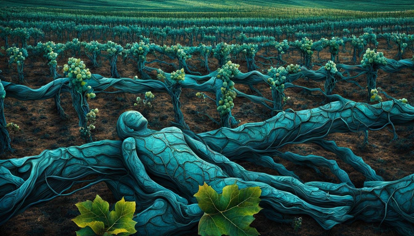 Surreal Bio Art Masterpiece: Whispers to the Vineyard