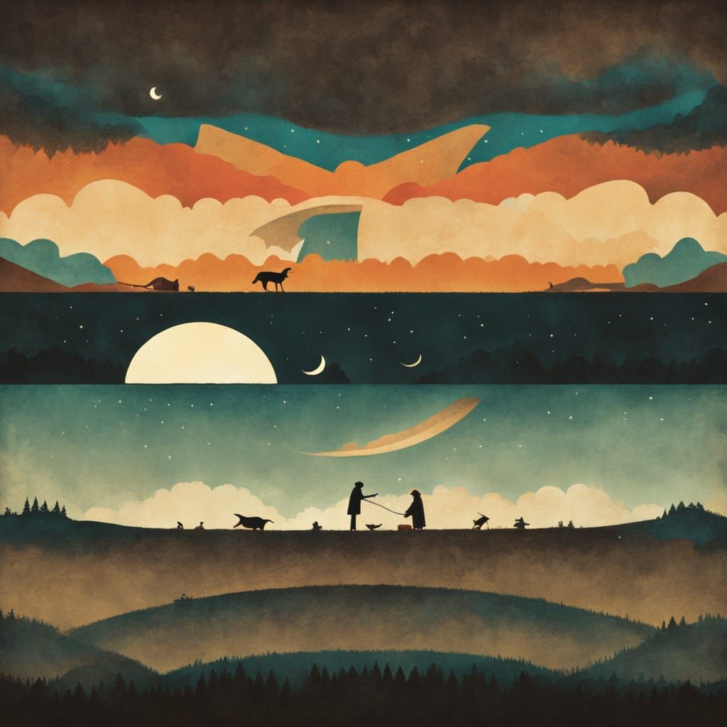 Surreal Silhouette of Adam's Creation in Minimalist Style