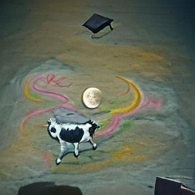 Cow Jumping Over Moon in Chalk Art