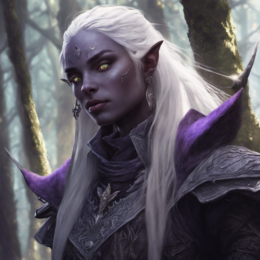 Drow Ranger Portrait in a Detailed Matte Painting