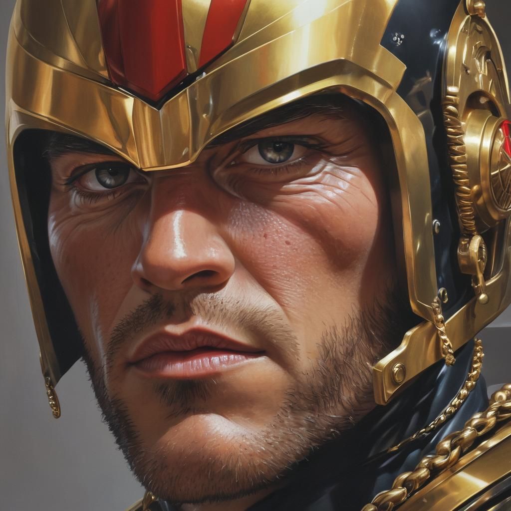 Judge Dredd Fanart: Close-Up Portrait in Alex Ross Style