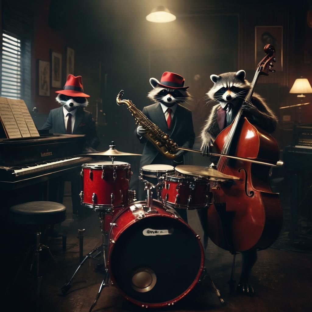 Jazz Cats and Raccoons in Film Noir Style