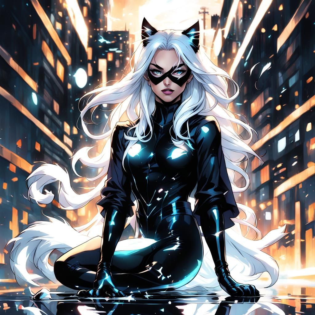 Nude Black Cat Comic Character Digital Art