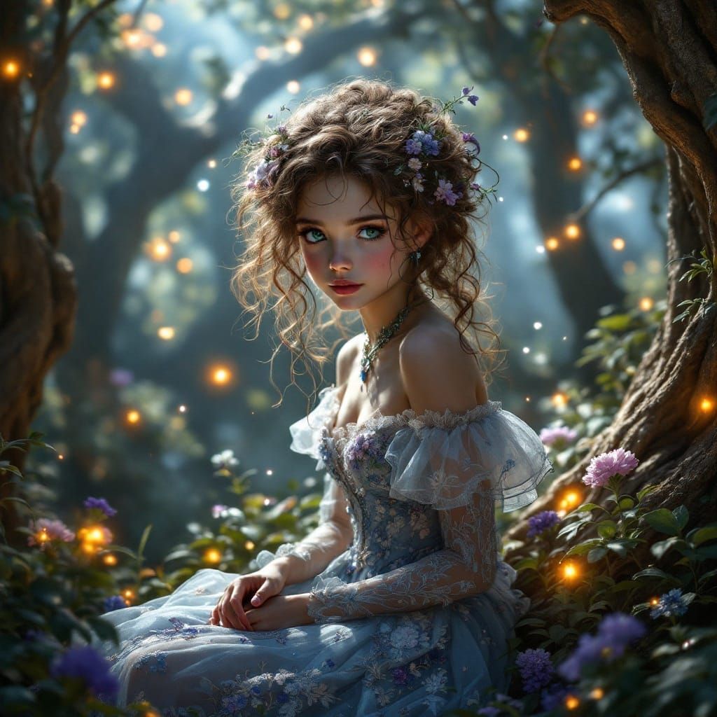 Sapphire Goddess in Enchanted Forest