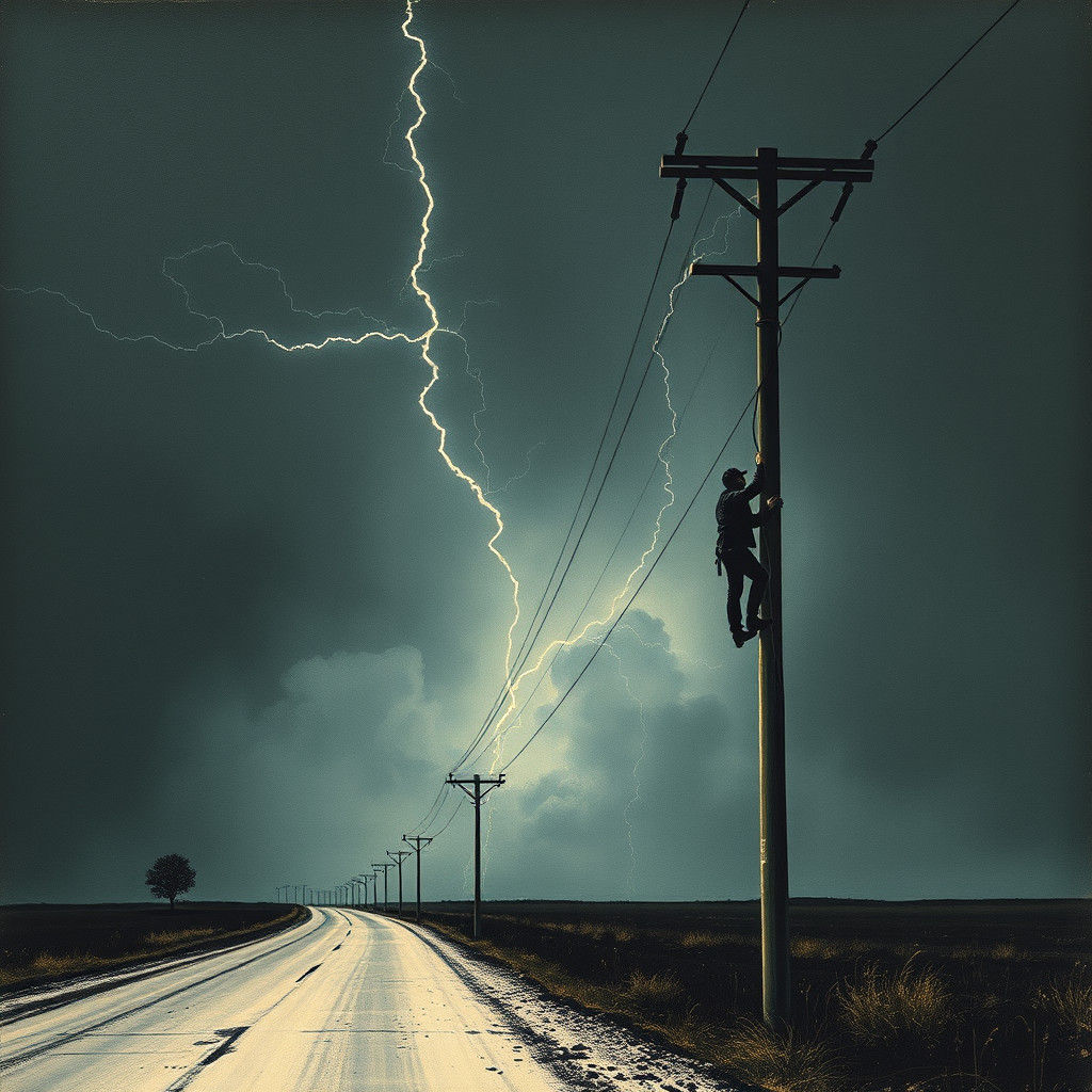 Electric Pole Climb: Alcohol Ink Style Painting