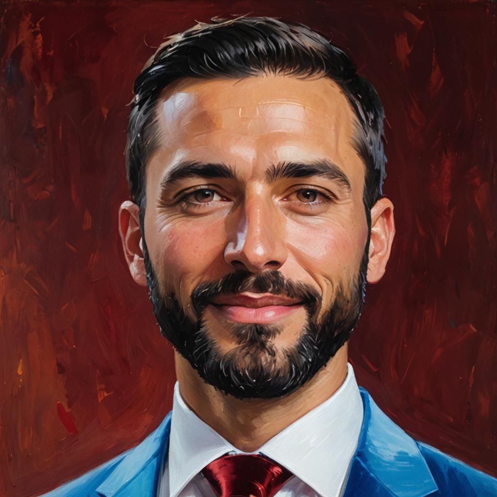 Joyful Man in Velvet Suit: An Impressionist Painting