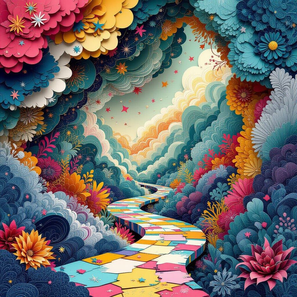 Vibrant Paper Playground with 3D Sculptures