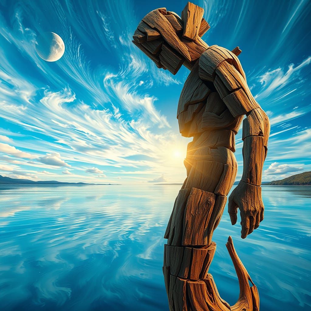Wooden sculpture, down by the lake shore.....