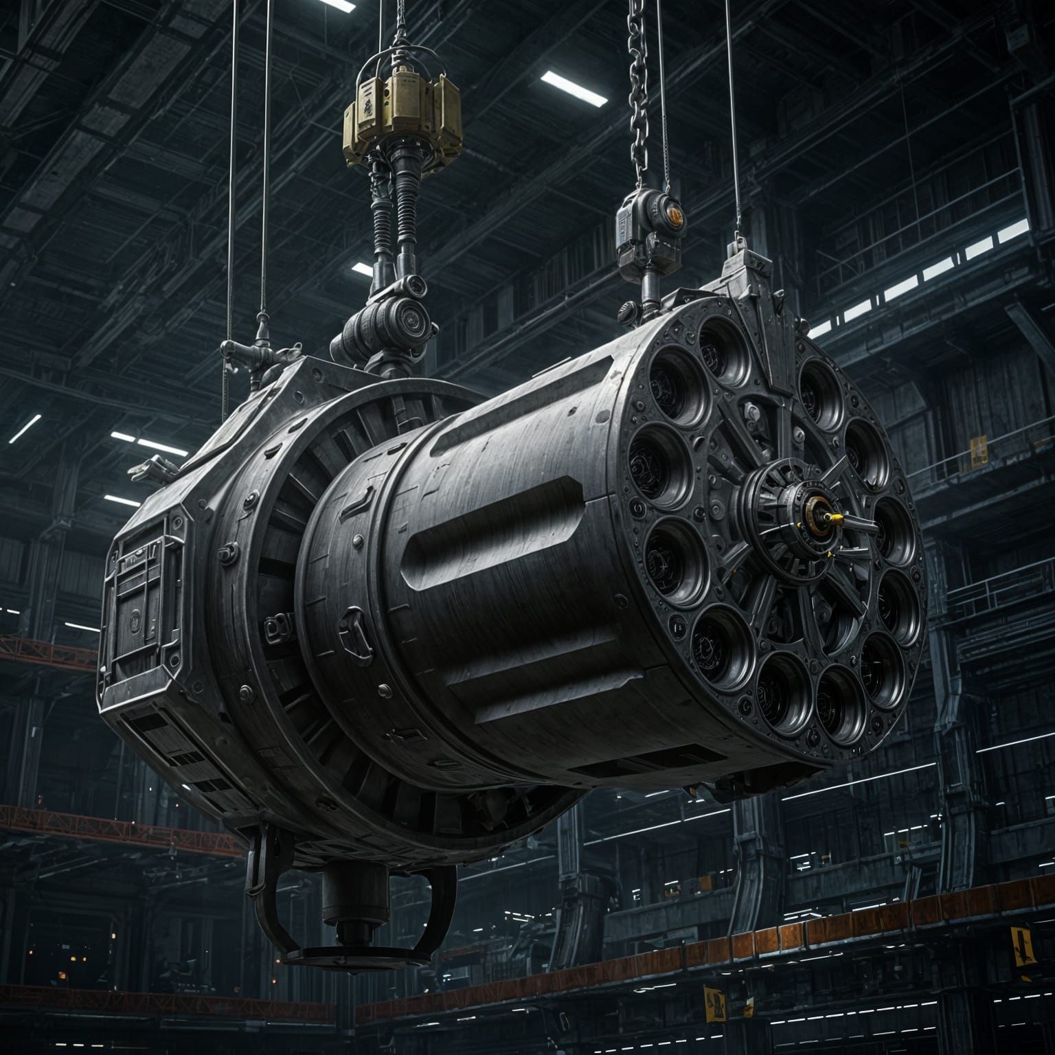 Cyberpunk-Style Sci-Fi Mech Hangar