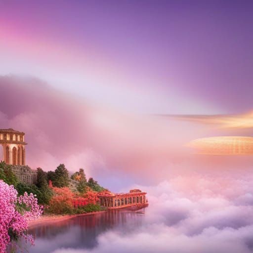 Cloud Bridge Connecting Distant Lands: Fantasy Concept Art