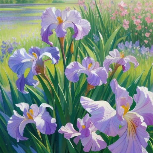 Impressionist Oil Painting of a Delicate Iris in Sunlight