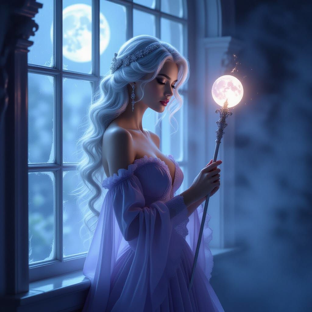 Victorian Duchess in Moonlight Digital Painting