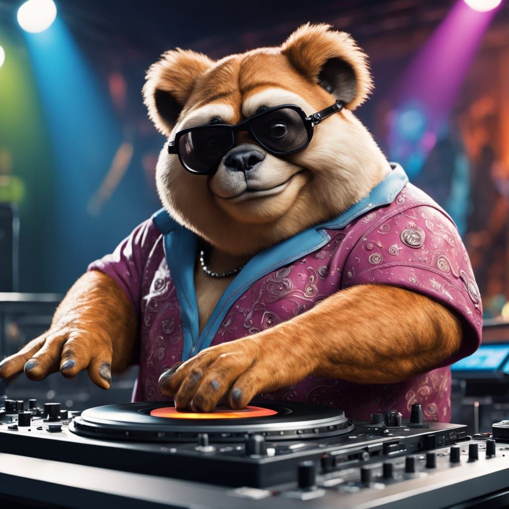 Anthropomorphic Rocks Turn Table DJ in Hyperrealistic Style