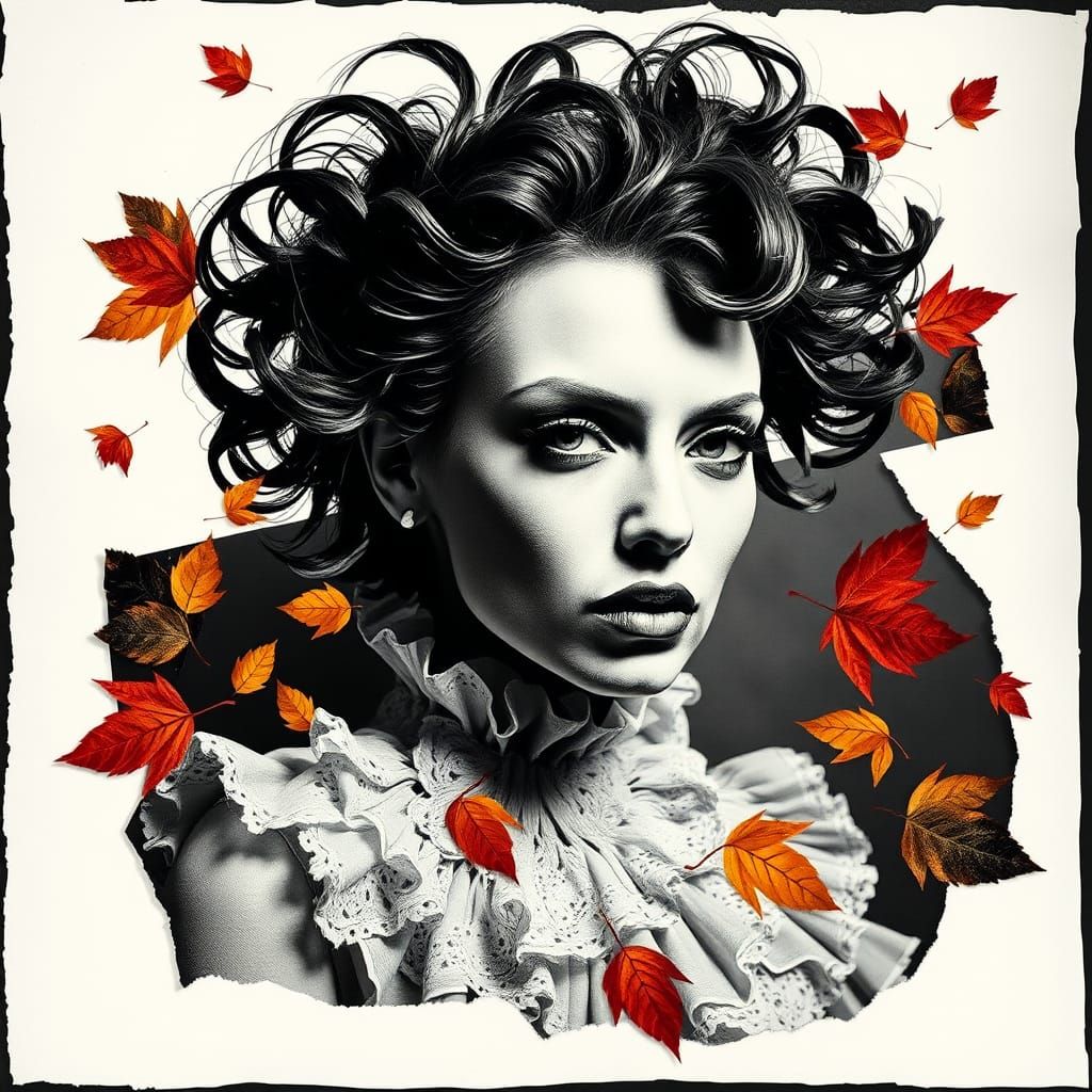 Dadaist Collage: Androgynous Figure in Autumnal Photogram