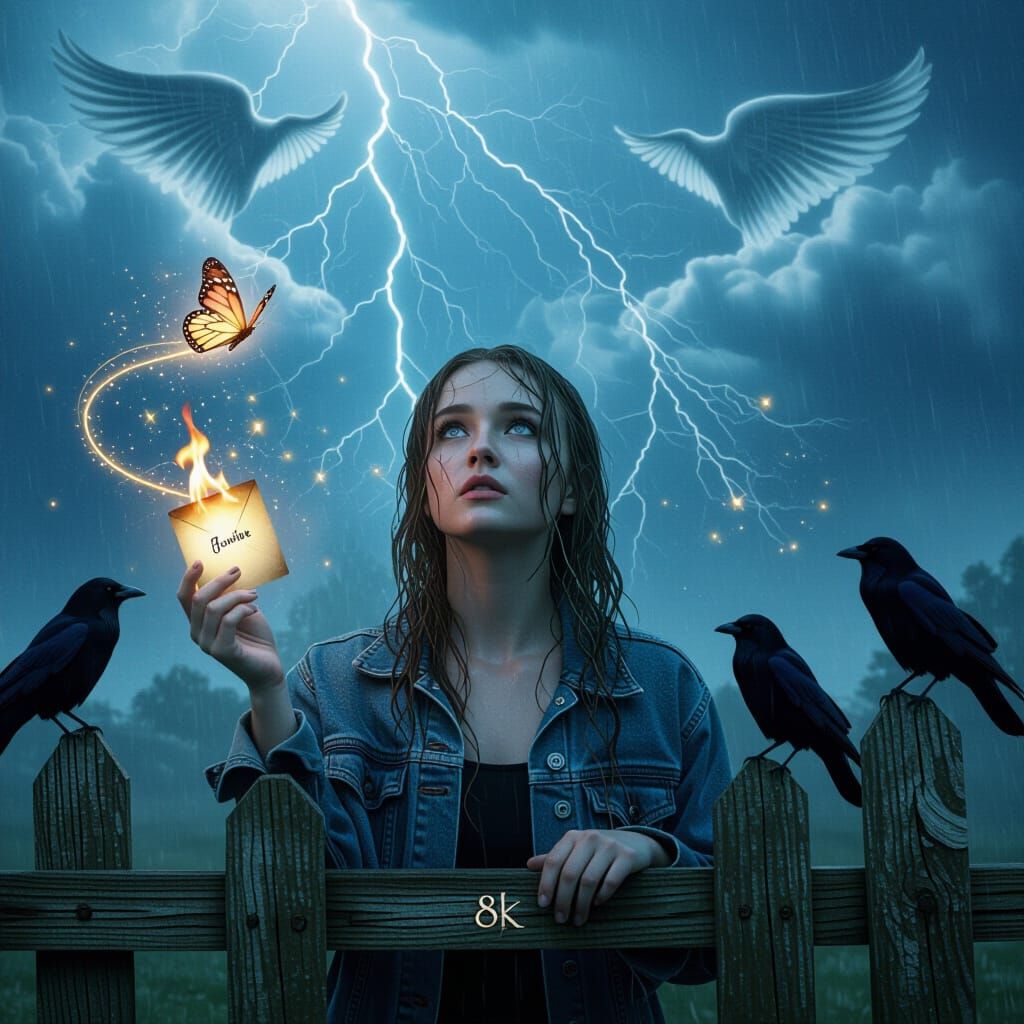 Surreal Fantasy Portrait: Woman in Otherworldly Storm