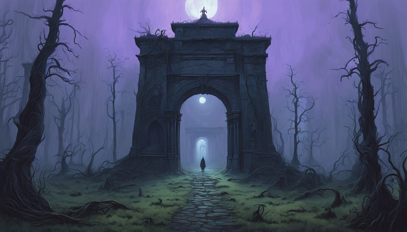 Mystical Gateway Beckons from the Shadowy Forest Depths