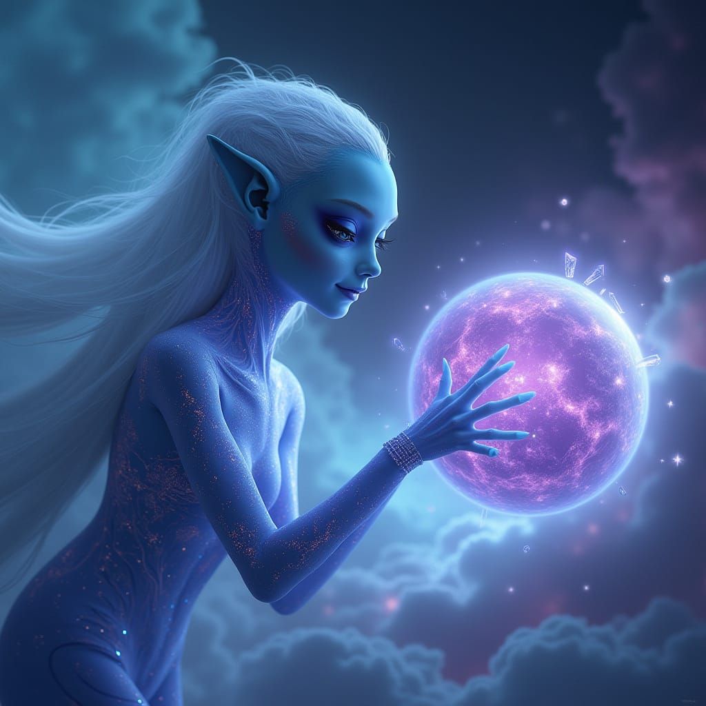 Ethereal Alien Girl Discovers Hidden Interdimensional Planet