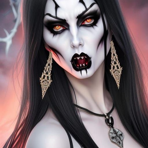 Demonic Goth Queen with Piercing Gaze, 3D Art