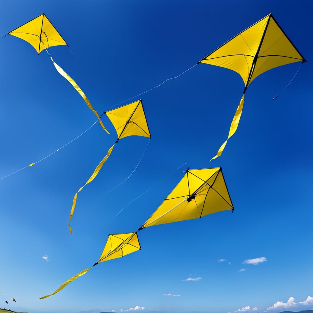 Vibrant Yellow Kites Soaring High