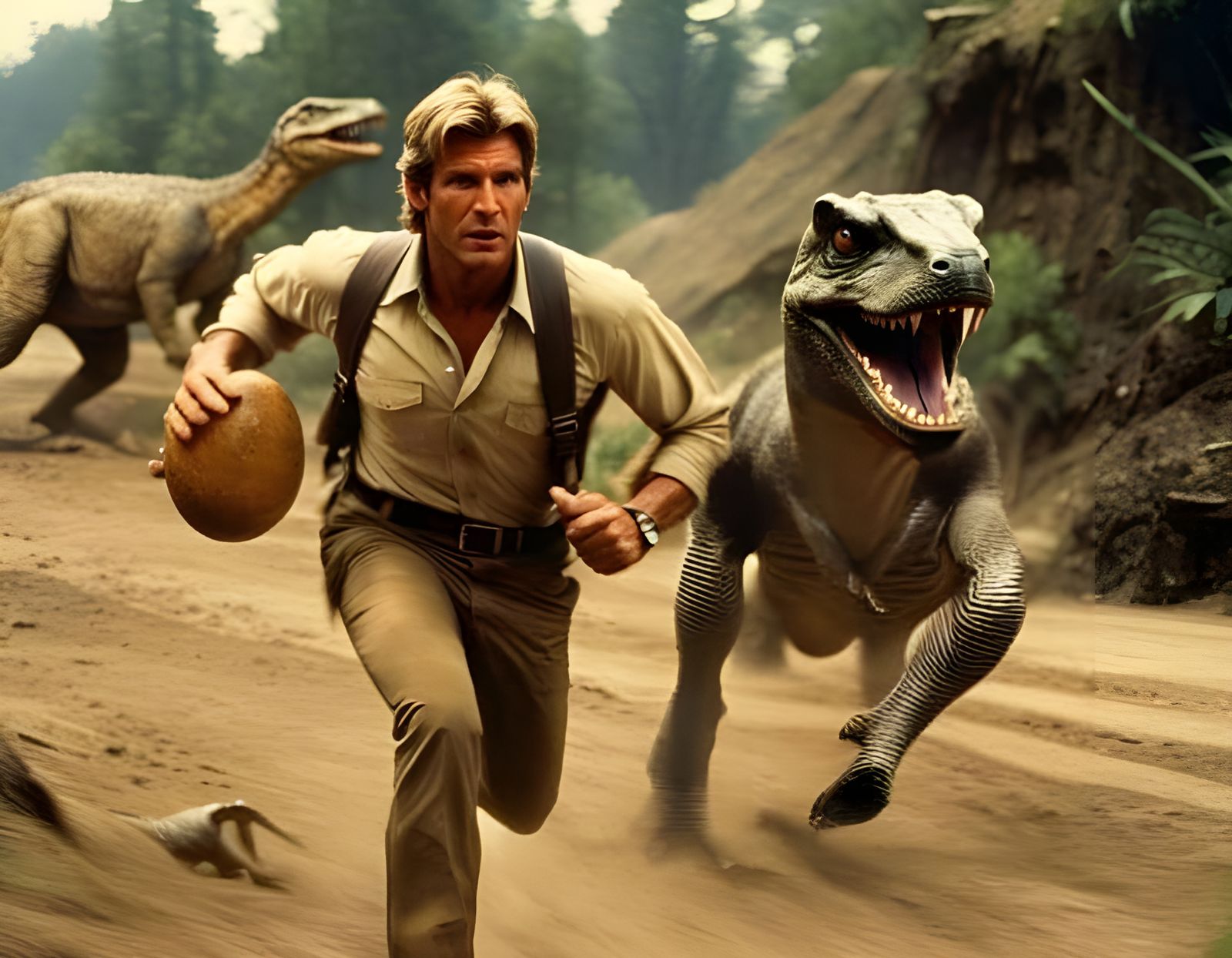 Running Tyrannosaurus Rex Chase Scene