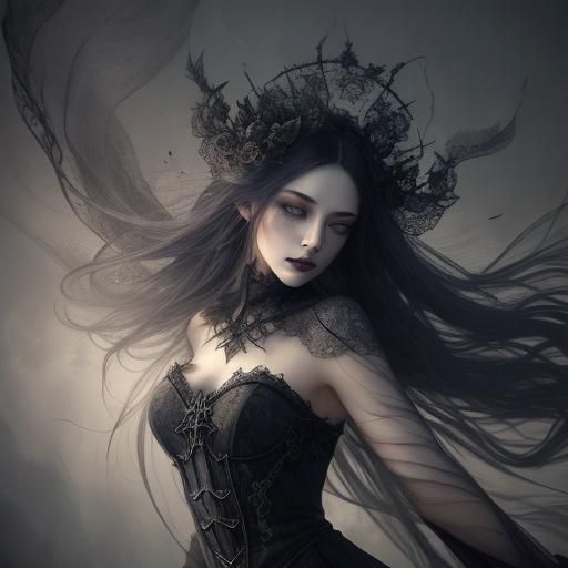 Eerie Dark Fantasy Portrait with Stitched Mouth