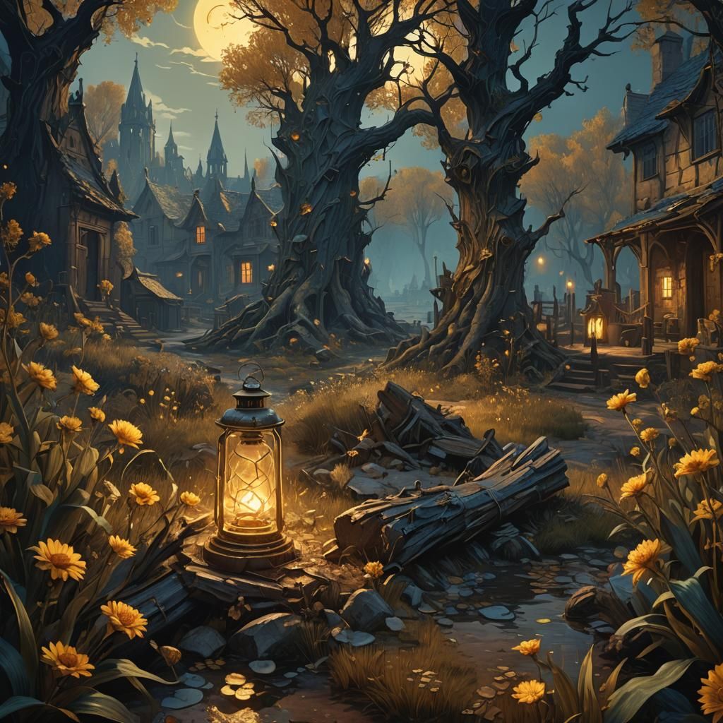 Illuminating Grief: Detailed Fantasy Matte Painting