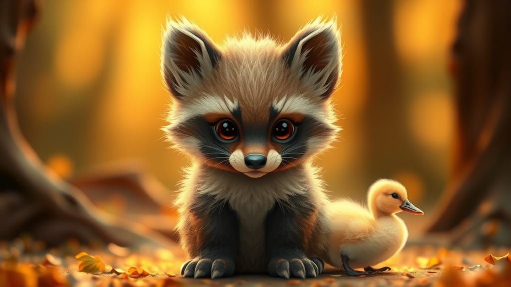 Whimsical Baby Wolverine in Enchanted Forest