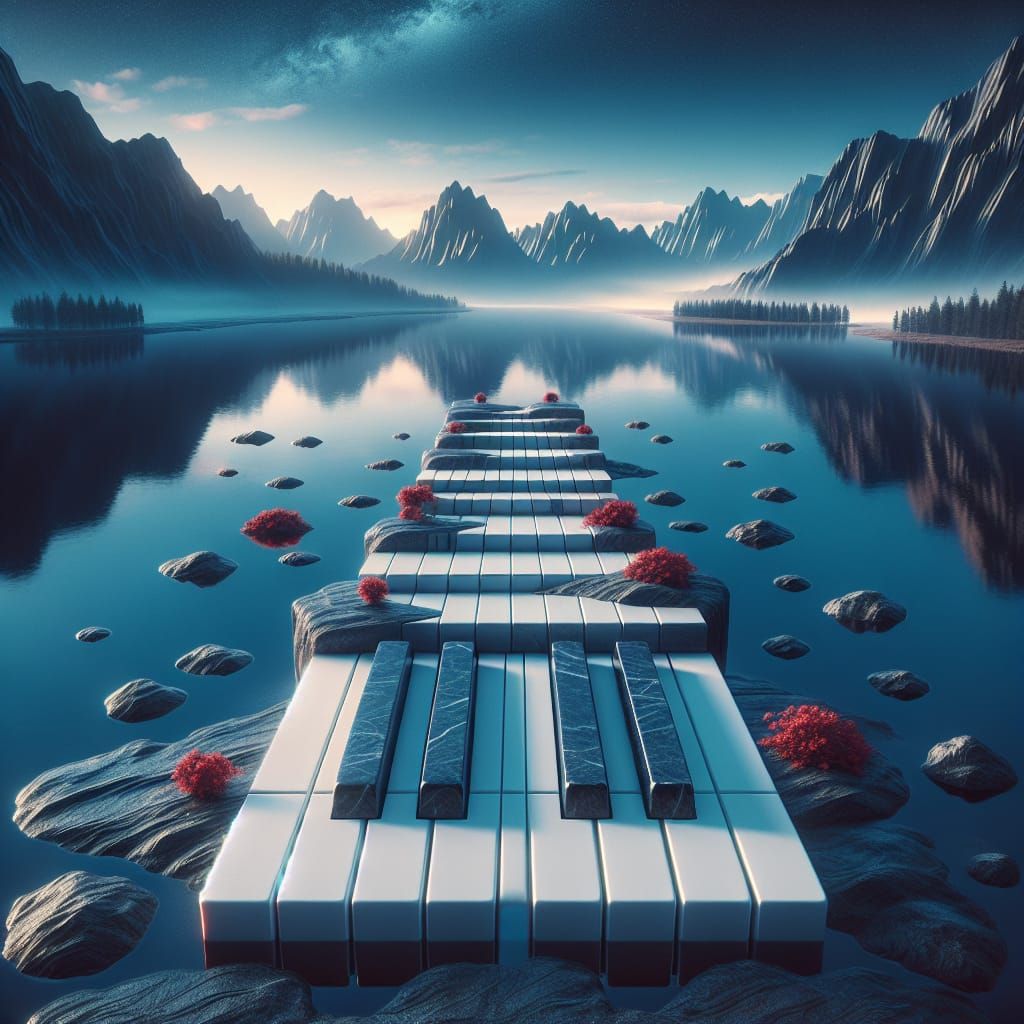 Surreal Stone Piano Keys Lead to Water