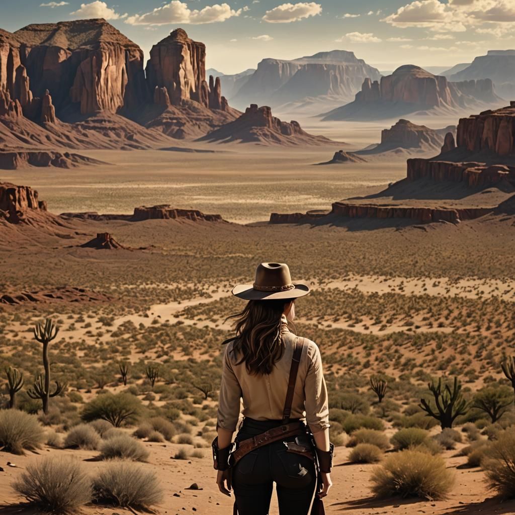 Epic Western Landscape in Sergio Leone Style