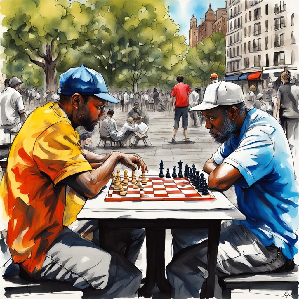 Chess Game in Washington Square Park: Blueprint Sketch
