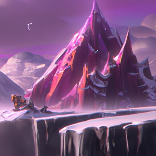 Pink and Purple Snow Mountain Winter Landscape