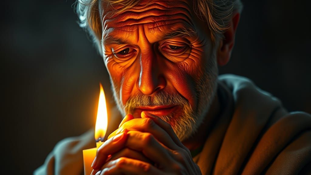 Gentle Devotion Illuminated by Golden Light