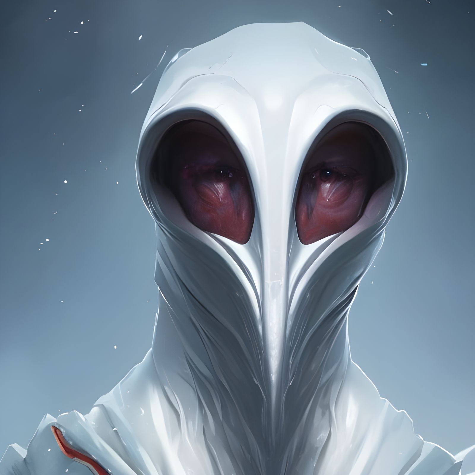 Hooded Alien Creature Portrait in Hyperdetailed Digital Art