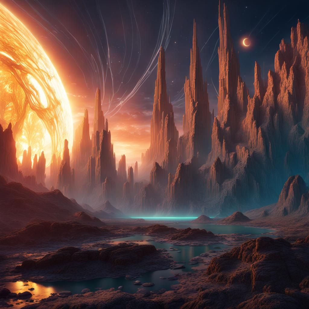 Detailed Matte Painting of a Solar Wind Event