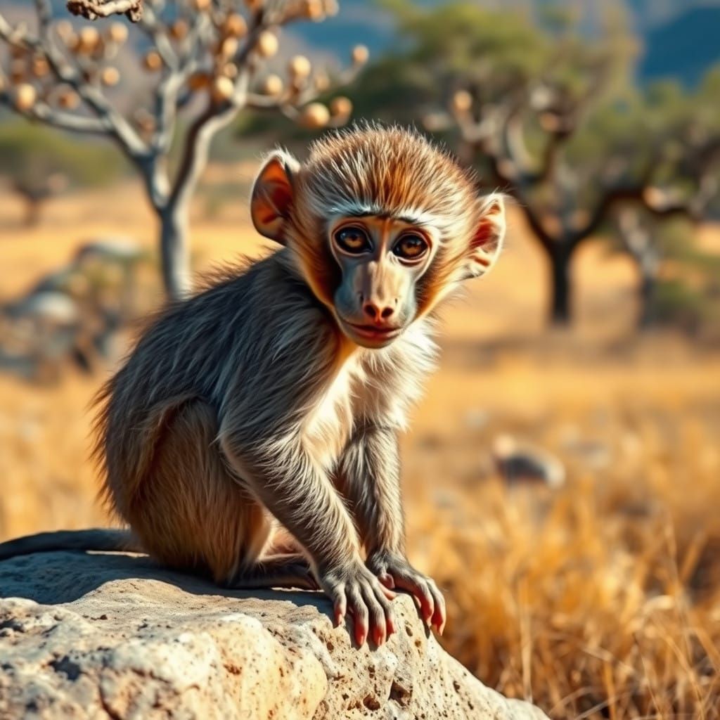 Charming Desert Primate in Golden Light