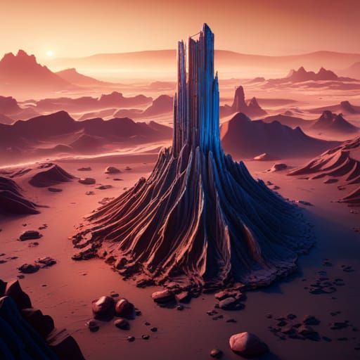 Evil Tower on Mars: Detailed Matte Painting