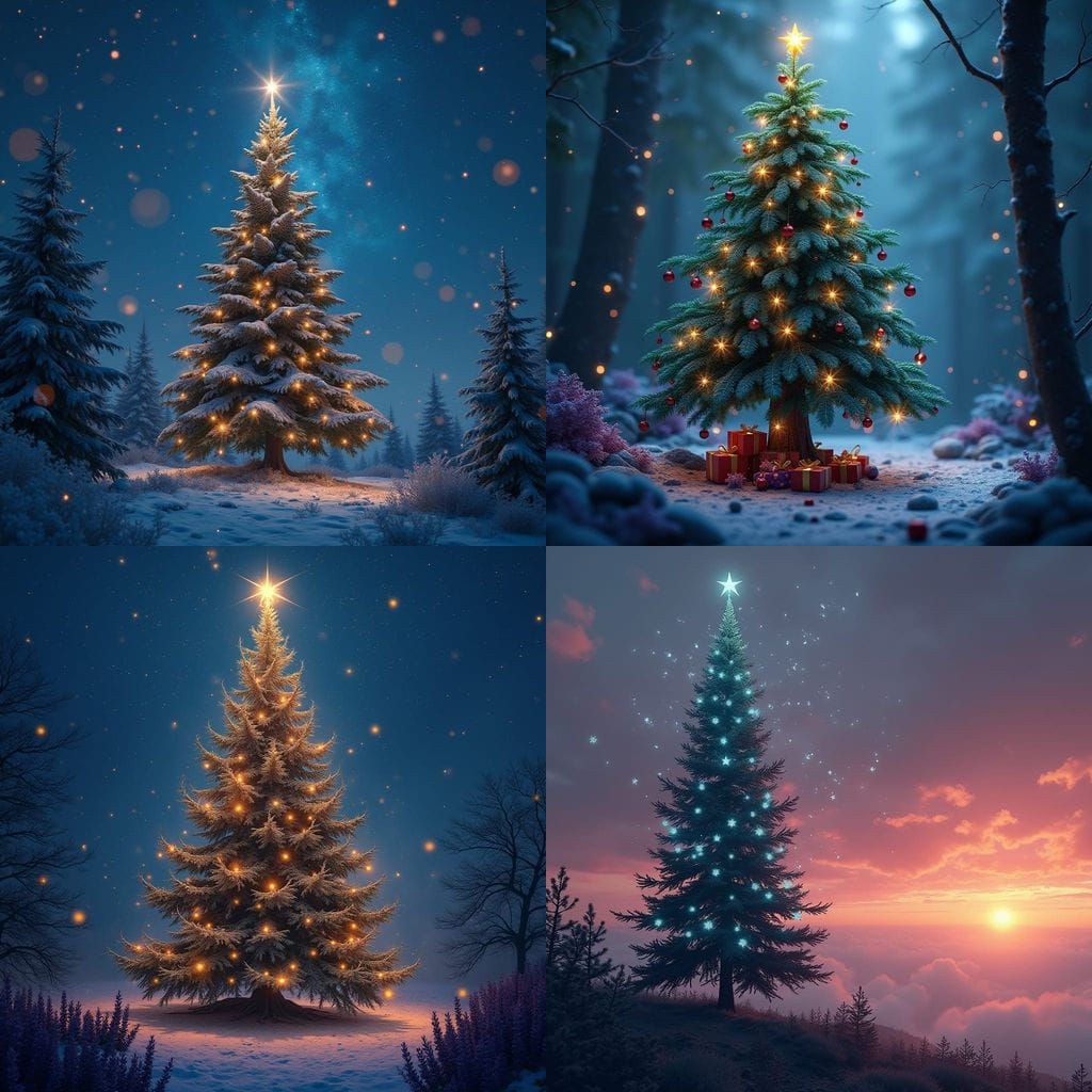Vibrant Christmas Tree Under Starlight